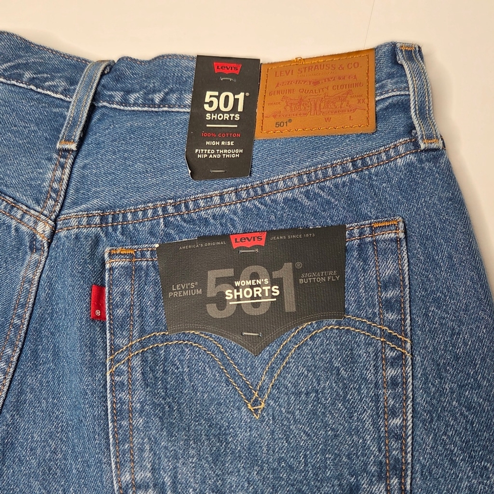 Levi's 501 Original Style Premium Denim High Rise Shorts Cut Off Women's Size 31 - Picture 12 of 16